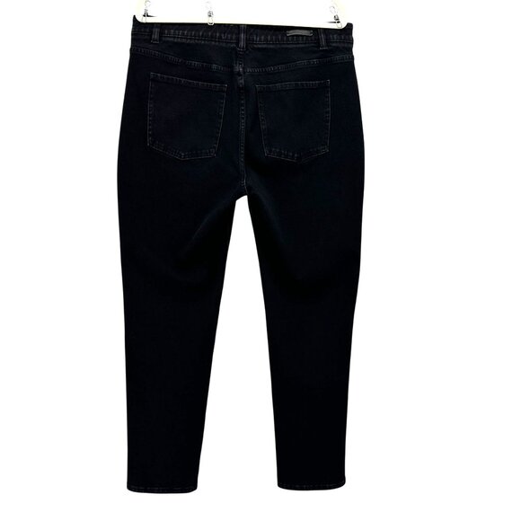 Soft Surroundings Womens Large Jeans Black Denim Slim Straight Stretch 5 Pocket - Picture 4 of 8